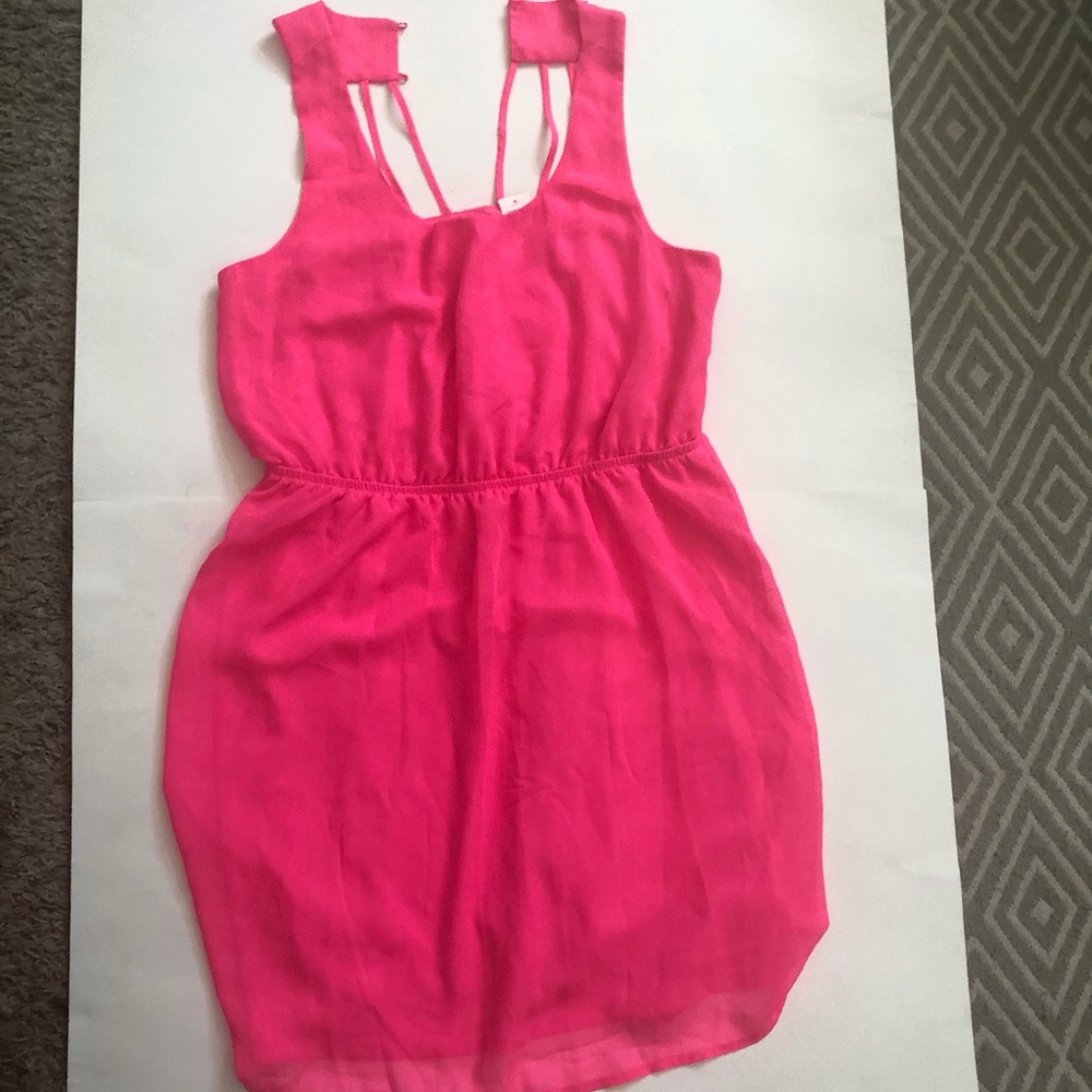 NWT Hot Pink chiffon dress L